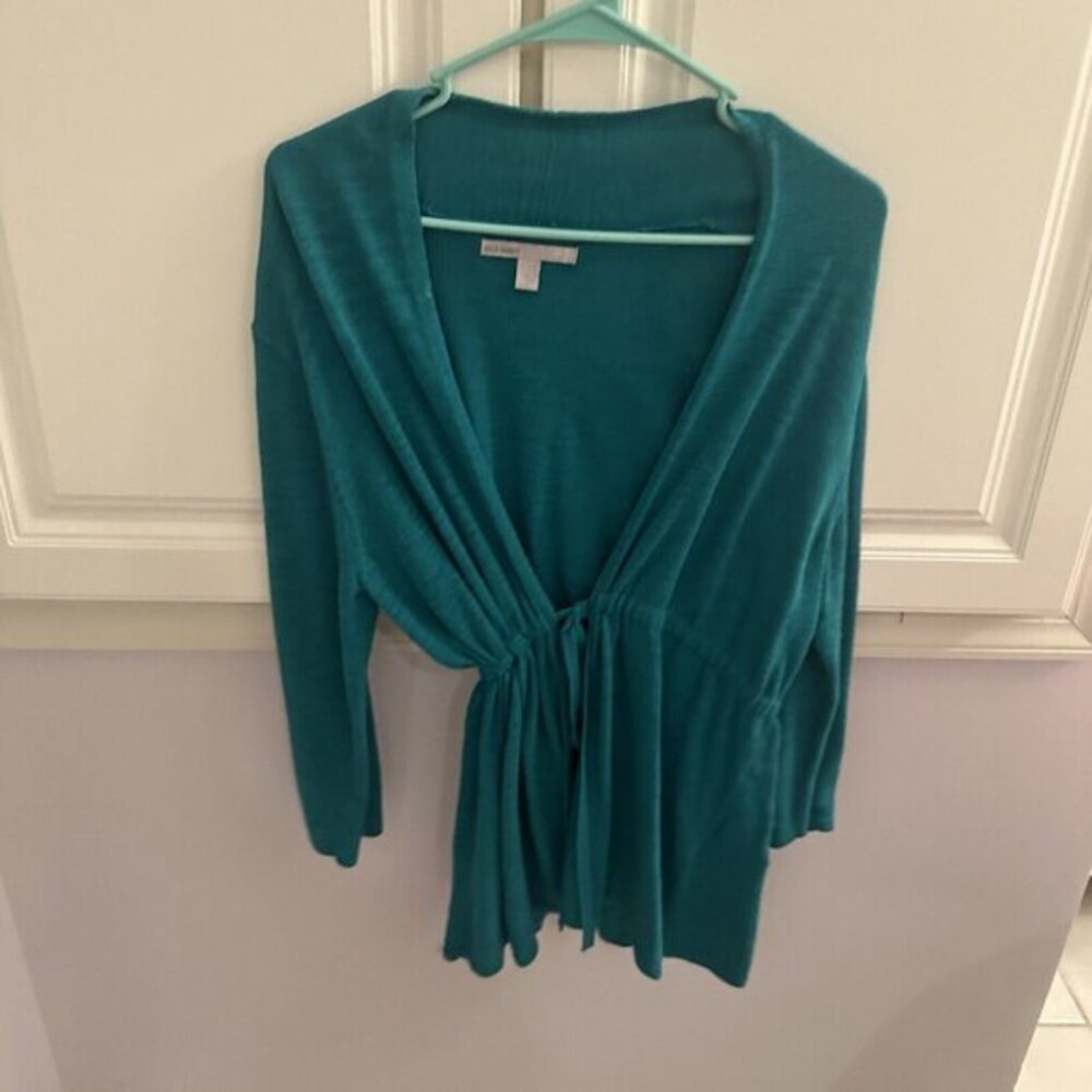 Old Navy Teal Ruched Tie Waist Cardigan‎ Sweater Long Sleeve Women's Size L